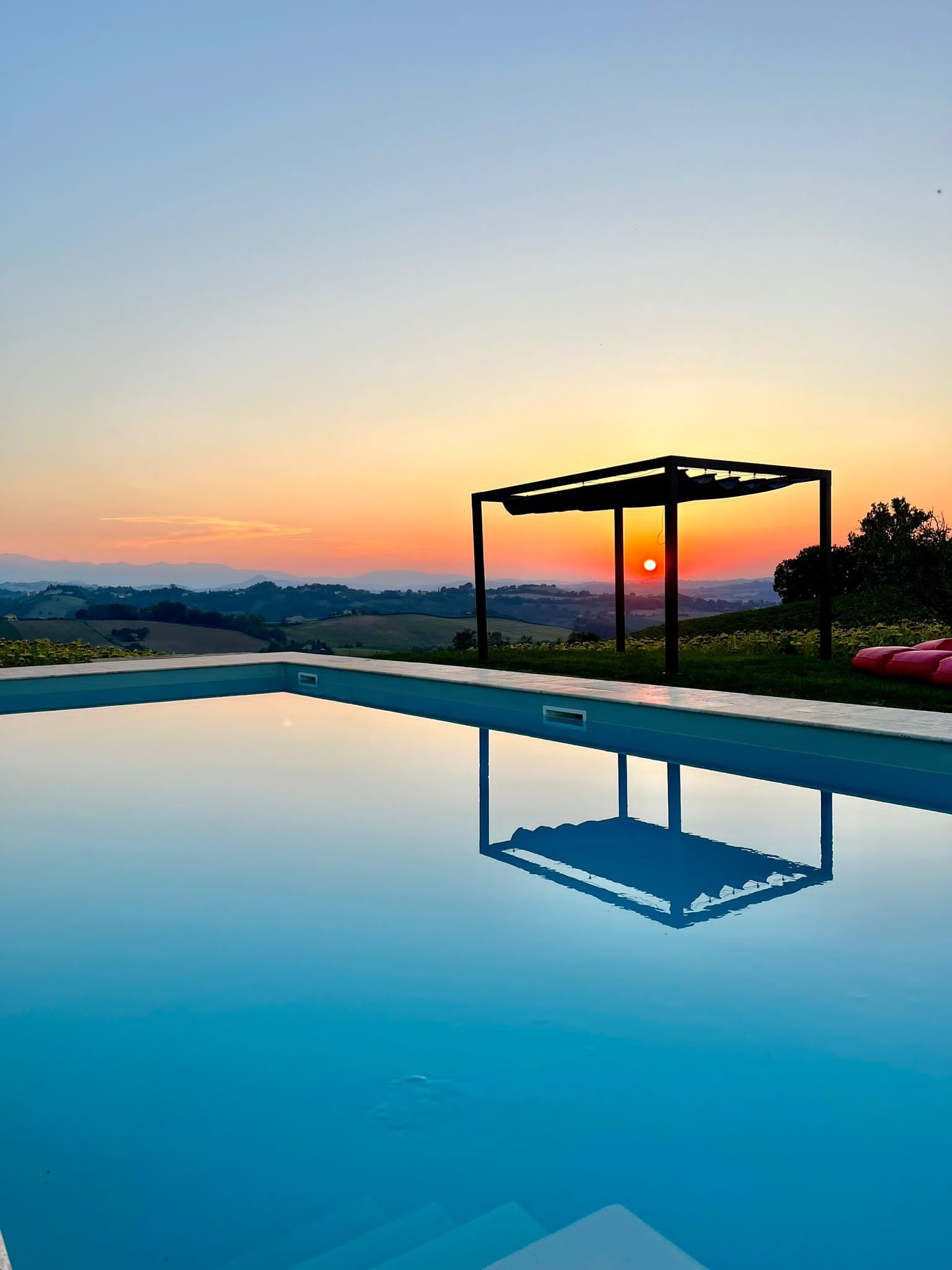 Casafaro – pool at sunset overlooking the hills